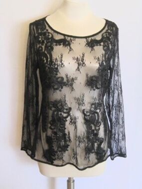 Embroidered Sheer Mesh Top